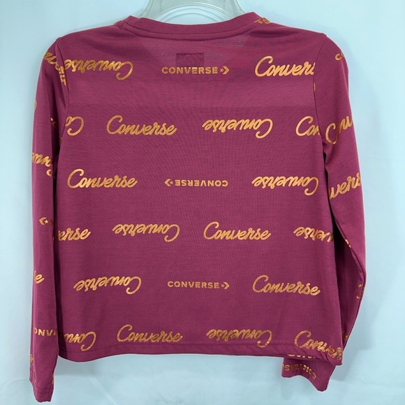 NWOT Converse Maroon Golden Logo Print T-Shirt Girls Large 12-13Y - Picture 2 of 6
